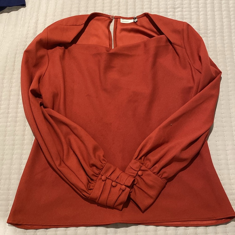 Drape neck front, keyhole back blouse